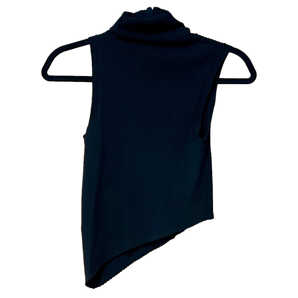 Forever 21 Black Ribbed Turtleneck Sleeveless Top